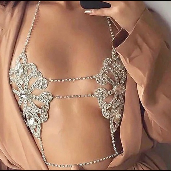 Sexy Diamond Bra Club Top Party Rave - Picture 2 of 7